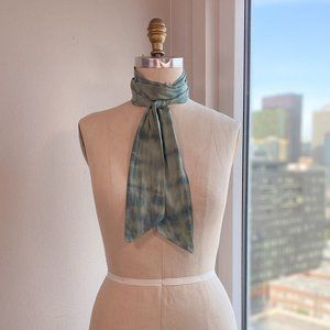 Stone Crow Designs Sagebrush Green Thin Long Shibori Dyed Scarf